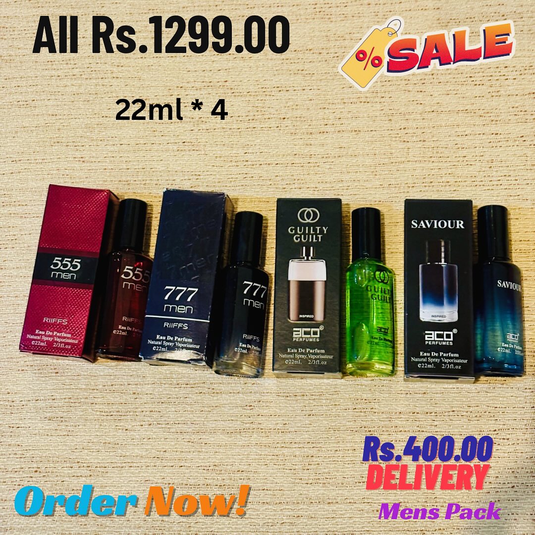 555 Men Â· 777 Men Â· Guilty Guilt Â· Saviour Mens Pack 4 x 22ml Sri Lanka Pinky Pouch