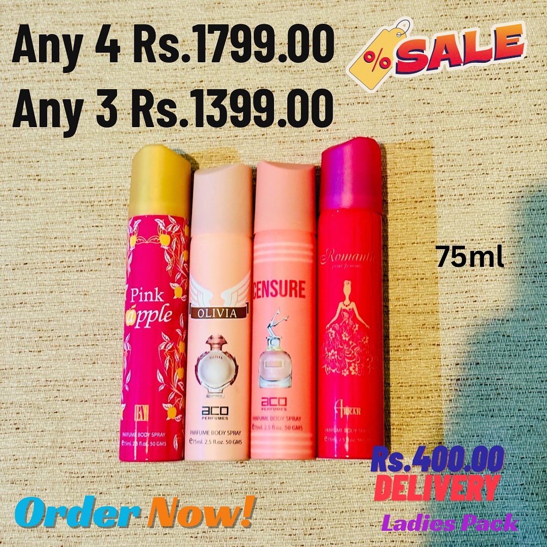 Pink Apple Â· Olivia Â· Censure Â· Romantic Ladies Pack Any 3 or 4 x 75ml Sri Lanka Pinky Pouch