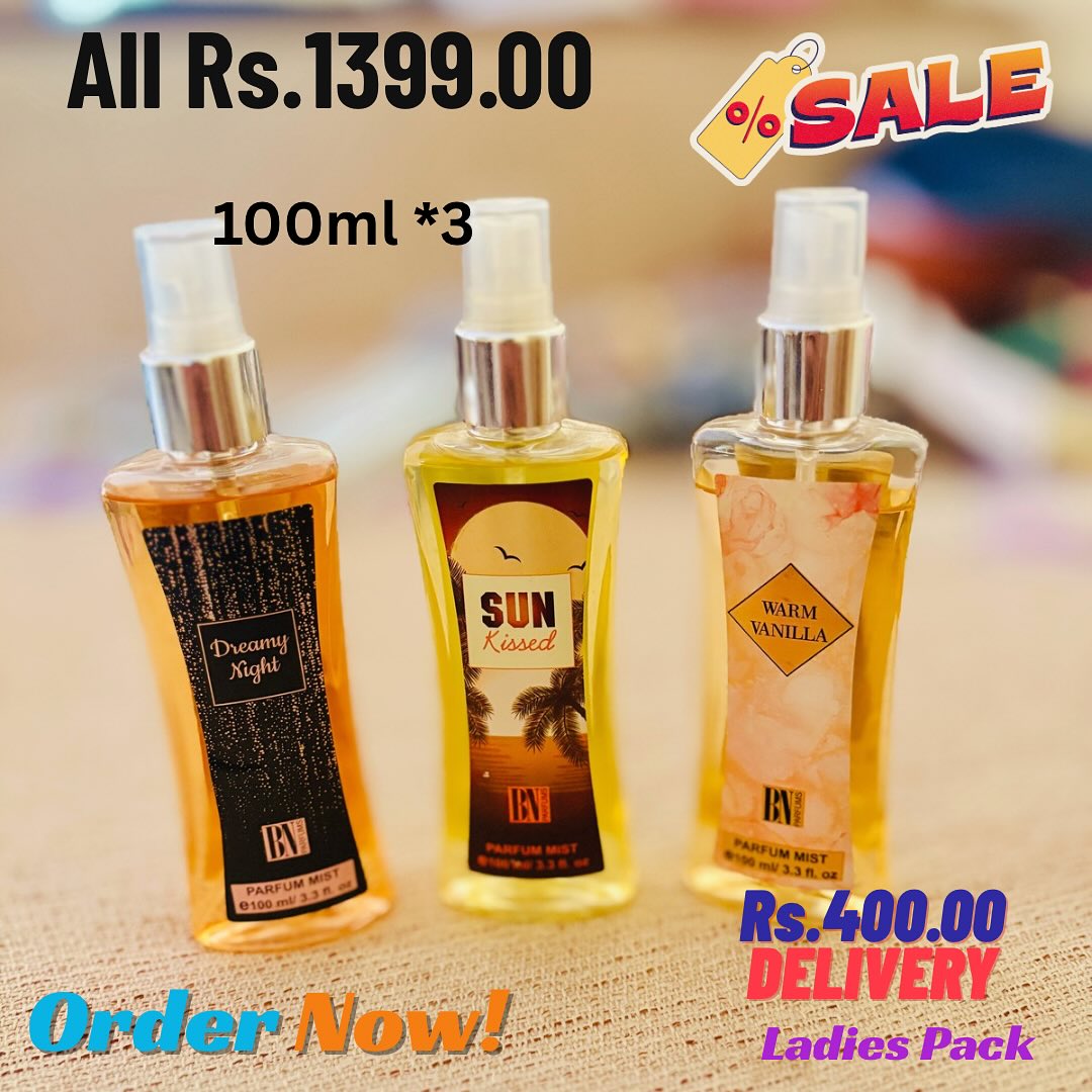 Dreamy Night Â· Sun Kissed Â· Warm Vanilla Ladies Pack 3 x 100ml Sri Lanka Pinky Pouch