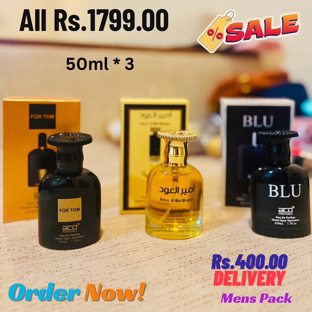 For Tom Â· Ameer Al Oud Â· BLU Mens Pack 3 x 50ml Sri Lanka Pinky Pouch