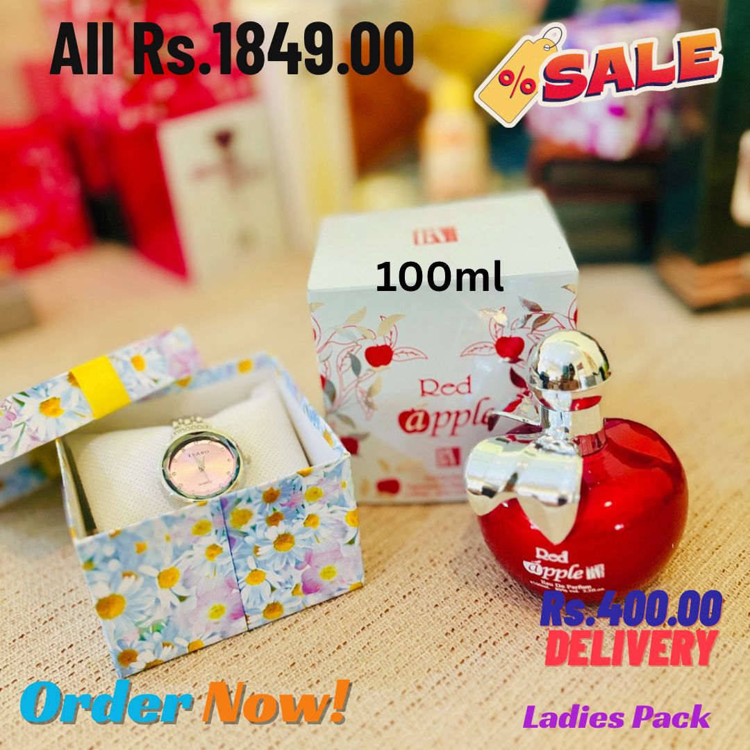 Watch + Red Apple 100ml gift pack Sri Lanka