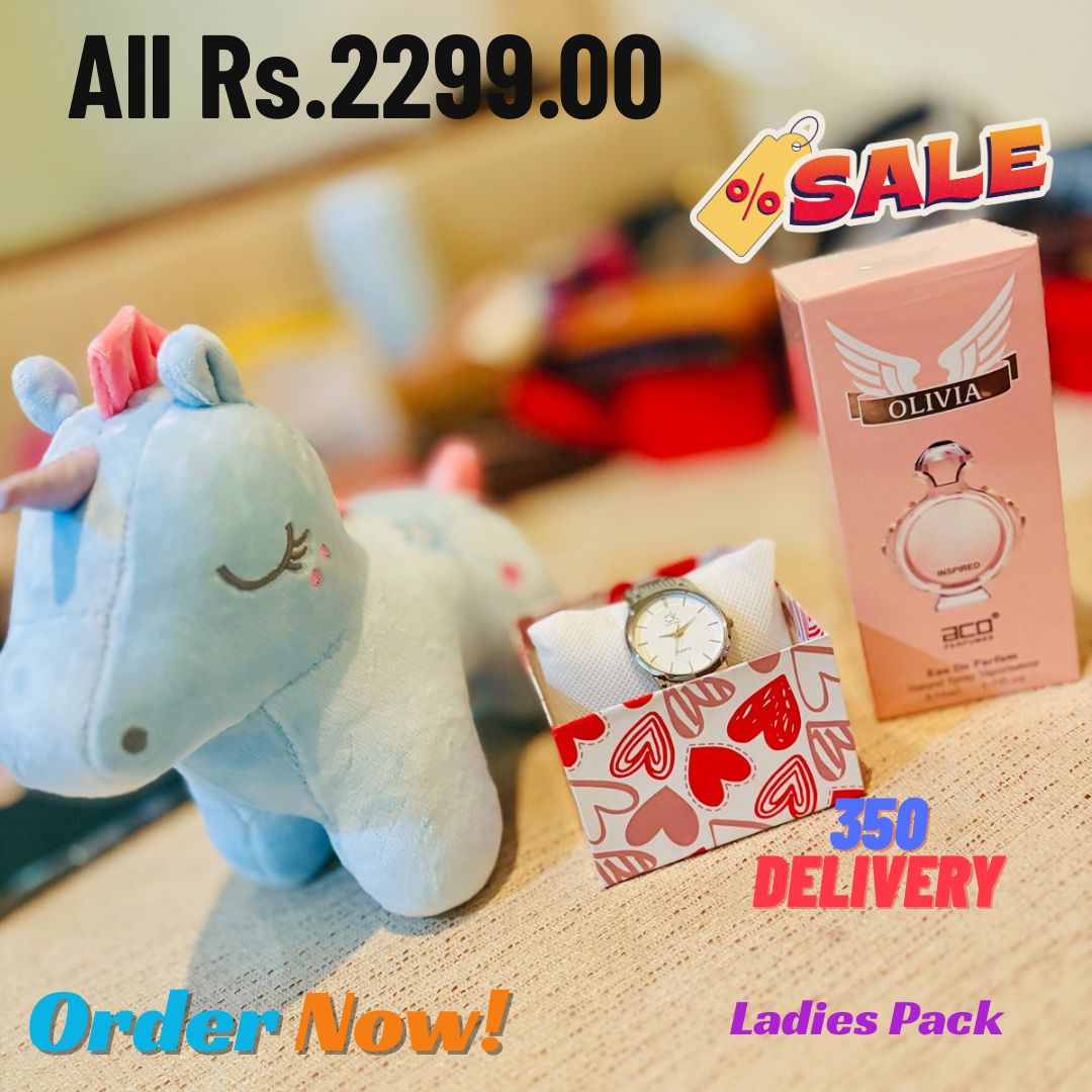 Watch + Olivia EDP + Unicorn Toy gift pack Sri Lanka