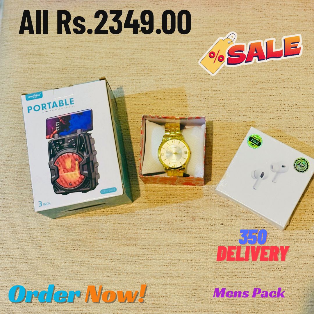 Watch Gold + Speaker + AirPods gift pack Sri Lanka